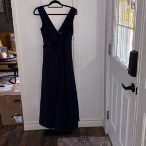 Milly Dark Navy V-Neck Twist-Front Midi Dress NWT